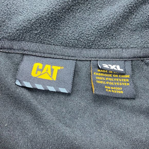 CAT Caterpillar Fleece Sweater Men 2XL Black Full Zip Embroidered Polyester - Picture 4 of 9